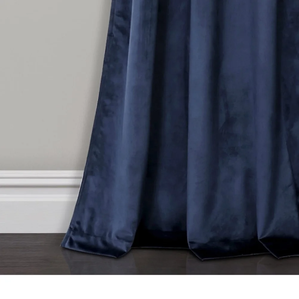 Prima Two Panel Velvet Darkening Insulated Window Curtains Navy Blue 38